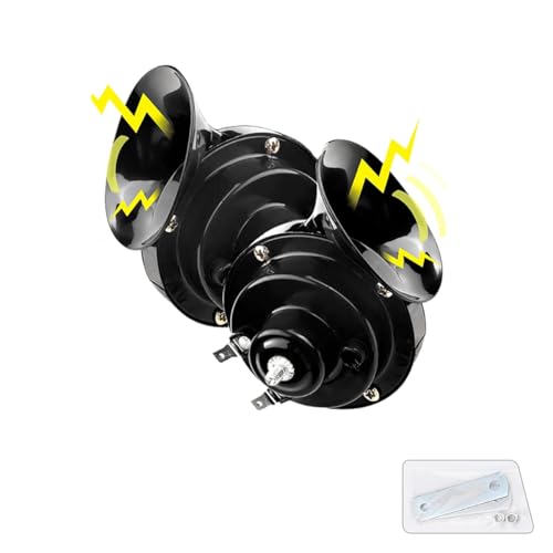 2PCS 300DB Super Loud Car Horns, 12V Waterproof Air Horns Replacement Kit, Car Electric Snail Double Horn, Universal Auto Parts, Suitable for Cars, Motorcycles, Trucks, Bicycles, Boats (Black)