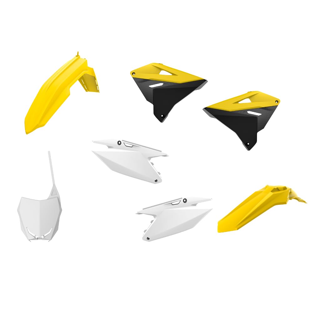 Polisport Yellow/White Full Plastics Kit - Suzuki Rm 125/250 2001-18 Restyle To 2019 Style - Oem ()