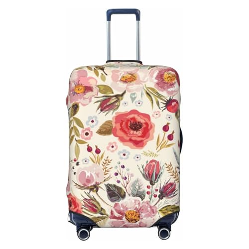 Modern Floral Print Suitcase Cover Luggage Protector Washable Elastic Fashionable Travel Gear Cover