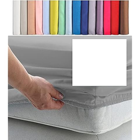 SUPER SINGLE EXTRA WIDE FITTED SHEET 3' 6" X 6' 3" EXTRA (42" X 75") 22 COLOURS 200TC (White, 8) Cover