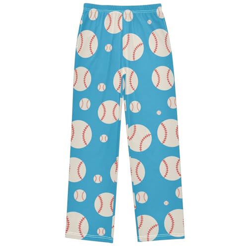 Boy's Pants Baseball Blue Jogger Pants Elastic Waist Long Bottoms Trousers with Pockets 6-14 Years