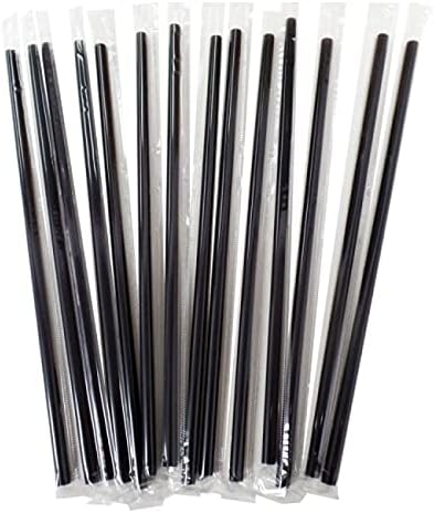 Miniatura 3 de Perfect Stix Tamaño Jumbo 775 pulgadas de plástico transparente estándar envuelto color negro Paquete de 500 pajitas de plástico envueltas en negro