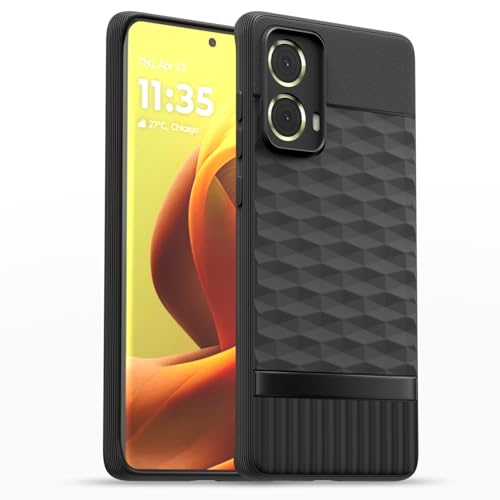 Image of Pikkme Back Cover for Motorola Moto G85 5G Camera Protection 3D Hexa Cube Design Silicone Protective Bumper Case (Black)