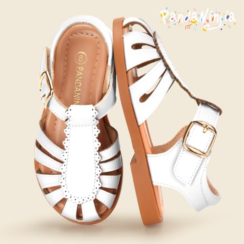 Image of PANDNAINJIA Toddler Girls Sandals T-Strap Dress Summer Shoes
