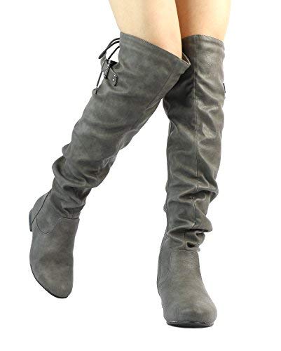 Image of DREAM PAIRS Women's Over The Knee Flats Slouch Thigh Boots | Comfortable Casual Flat Knee High Boots for Daily Walking Vacation