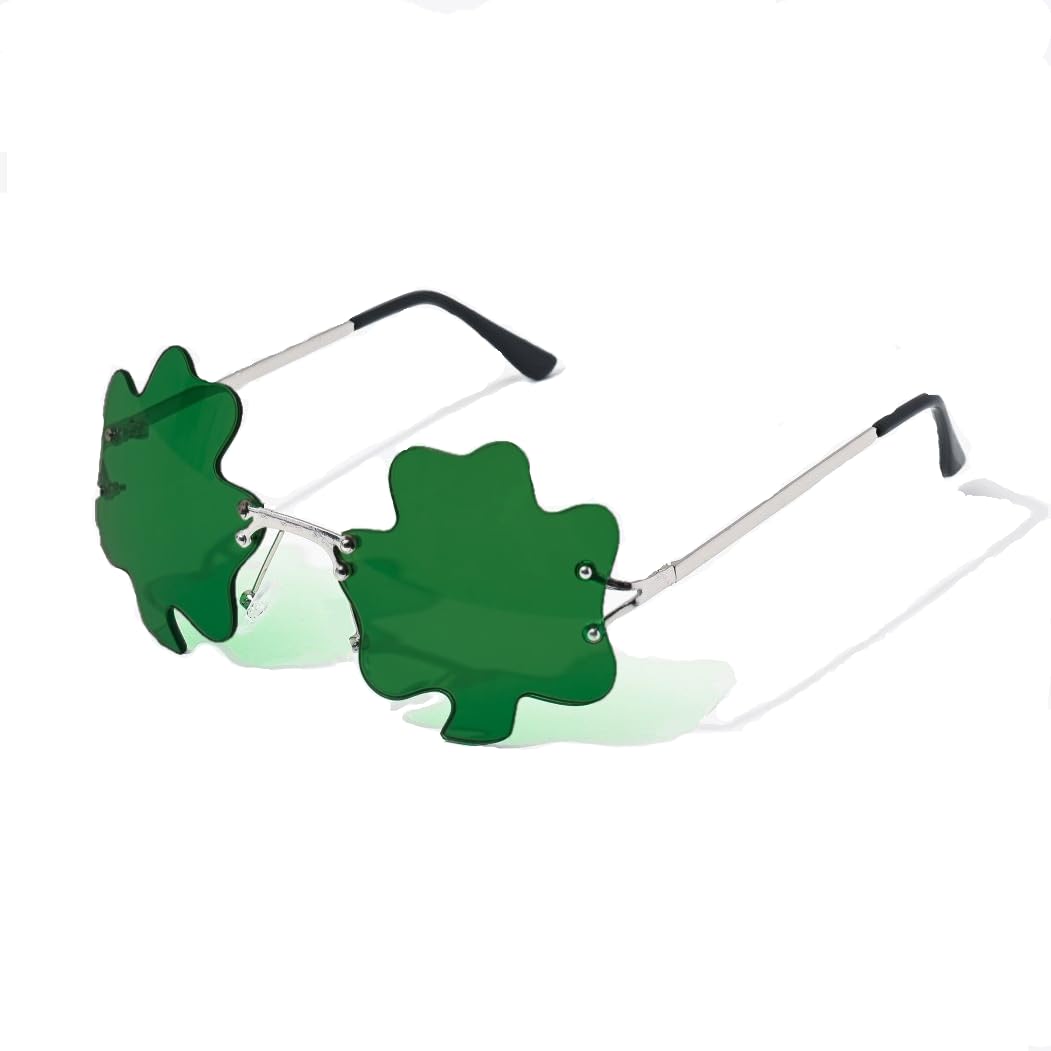 Big Mo's Toys St. Patrick’s Day Shamrock Sunglasses Irish Leaves Green Leprechaun Costume Glasses, 1 Pair