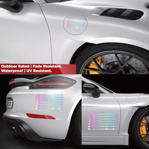 Image of American Flag Vinyl Decal USA Tactical Military Patriotic Subdued (Holographic Opal Purple Set of 2) Premium Waterproof Vinyl Decal Stickers for Car Truck RV Helmet Bumper Window Laptop Rearview