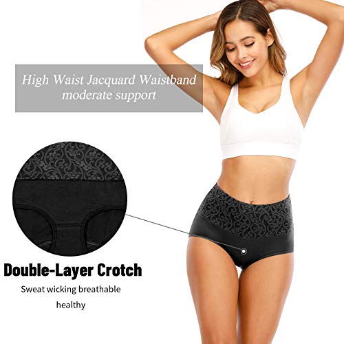 Senllori Women High Waisted Cotton Underwear Tummy Control Briefs Ladies Soft Full Coverage Panties Multipack #TOP2
