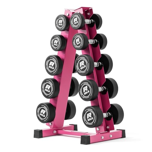 RitFit 5-250 LBS PVC Encased Round Dumbbell sets with Knurled Handle and Optional Rack, Strength Training Equipment for Home Gym (200LBS SETPK)