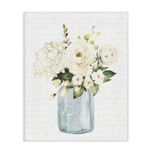 Vintage Floral Bouquet Script, 16 x 20 Inch Canvas Wall Art