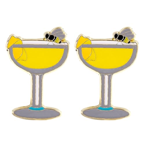 Gaodercha 2 broches para bebidas de frutas amarillas para bebidas de vino, broches de zumo dulces, bisutería de metal, bonito broche esmaltado para ropa, bolsos y decoración