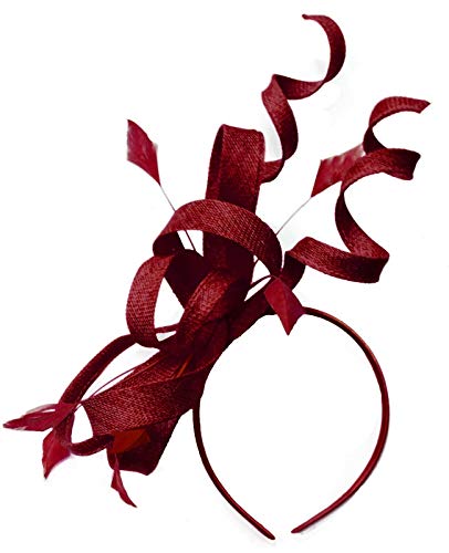 Caprilite Sinamay Headband Swirl Fascinator For Women Wedding Ascot Races (Burgundy)