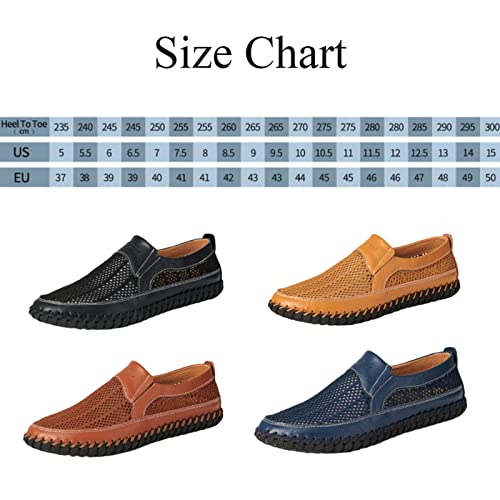 Men's Breathable Hollow Handmade Loafers,Leather Breathable Mesh Fashion Slip-On Boat Shoes,Business Formal Casual Loafers.3