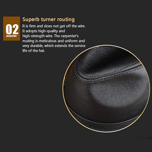 Chapeau d'hiver hommes en cuir de mouton véritable fedora noir taille 7 - 7