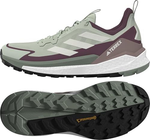 Image of adidas, Womens Terrex Free Hiker 2.0 Hiking Shoes Linen Green /Off White /Quiet Crimson 8 Medium