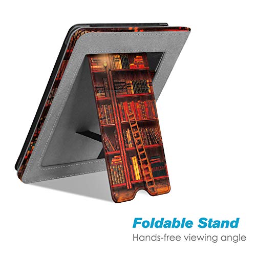 Image of Fintie Stand Case for Kindle Paperwhite (Fits All-New 10th Generation 2018 / All Paperwhite Generations) - Premium PU Leather Protective Sleeve Cover with Card Slot and Hand Strap, Library