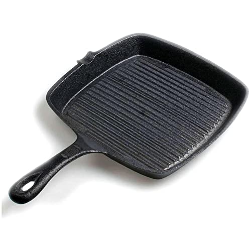 Foto von ToCis Big BBQ Gusseisenpfanne | rechteckige Grillpfanne Gusseisen mit Riffelung (22,5x22,5cm) | Gusspfanne Gasgrill geeignet auch Induktion | Gusseisenpfanne Grill | Steakpfanne | Pfanne Gusseisen