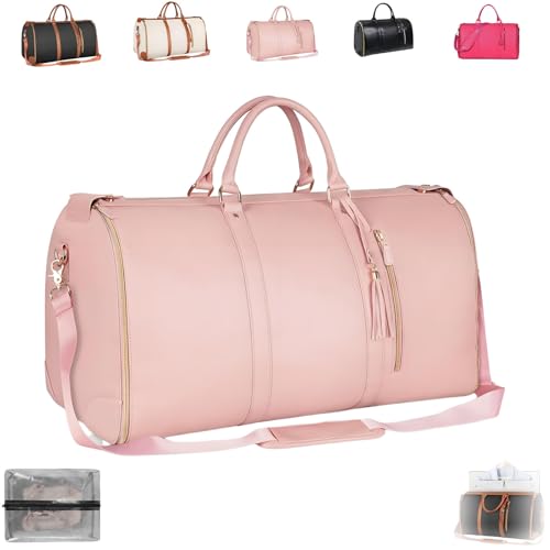Trendfetchus Foldable Travel Bag, Waterproof High Capacity Carry on Duffle Travel Bag with Detachable Shoulder Strap(Pink) - Main Image