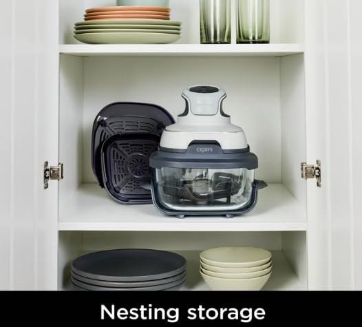 Miniatura 9 de Ninja Crispi - Freidora de aire (modelo FN 100White), apta para microondas, congelador y lavavajillas, sistema de cocción portátil de vidrio no