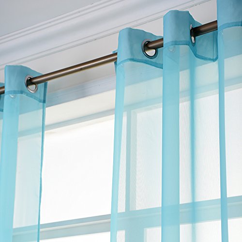 Image of NICETOWN Sheer Curtains for Bedroom Windows 84 inch Length, Grommet Casual Voile Sheer with Light Filter Window Treatments for Nursery /Living Room, Baby Blue, Set of 2, 54 inch Wide