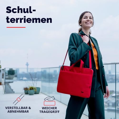 Trust Bologna Slim Laptop Tasche bis 16 Zoll mit Schultergurt, Rot – Ansicht 6