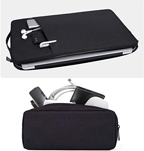 Image of Dynotrek Unisex Zipper 14 Inch Laptop Sleeve Case Cover Computer Bag With Charger Pouch For Chromebook /Stream /Inspiron /Ideapad /Acer Spin 3 /Zenbook Macbook Pro Water-Resistant (Charcoal Black)