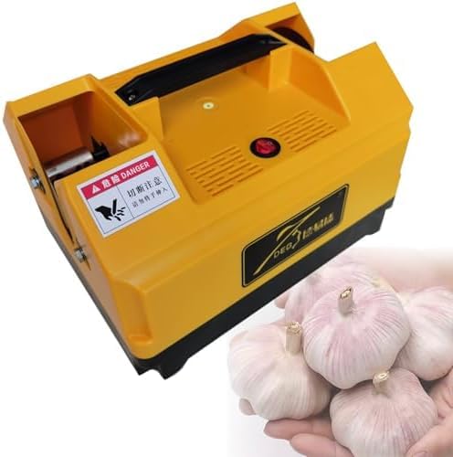 Cortador eléctrico de cebolla y ajo con doble hoja de acero y sistema de limpieza de raíces