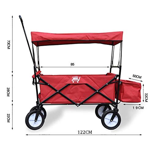 Carrito plegable portátil para compras y jardín con toldo, resistente hasta 80Kg miniatura 3