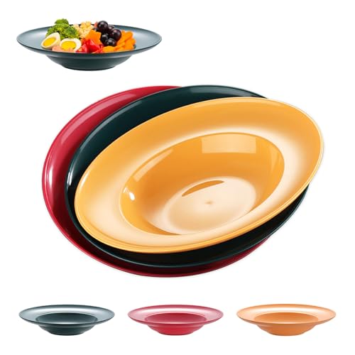 FENGQQKJ Conjunto de 6 pratos fundos reutilizáveis para massas, 23 cm, cores diferentes, empilháveis, adequados para máquina de lavar louça