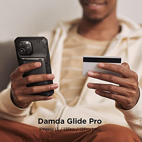 Image of VRS DESIGN Damda Glide Pro Phone Case for iPhone 13 Pro Max, Sturdy Semi Auto Wallet [4 Cards] Case with Card Slot Holder, Compatible for iPhone 13 Pro Max Case (2021) (Black)