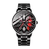 GOLDENIZE FASHION Branded Men's Sport Quartz Watch Car Wheel Multicolour Dial Wheel Dial 360 Rotating Casual Fashion Stainless Steel Alloy Mens &Boy's Luxury Metal Gift Creative Watch
