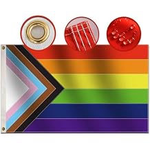 Premium New Progress Pride Flag 3x5 Ft Outdoor - Heavy Duty Nylon 210D Sewn Stripes | All Inlcusive Gay Progressive Flags House Decoration Banner
