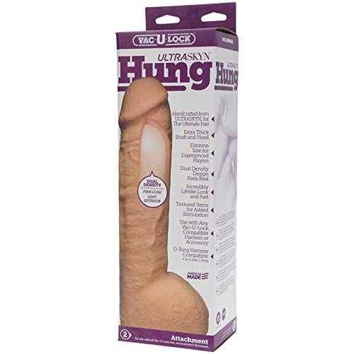 Doc Johnson Vac-U-Lock - Hung - Made Of Ultraskyn - 12 Inch Dildo With Massive 8.5 Inches Girth - F-Machine And Harness Compatible - Vanilla #TOP6