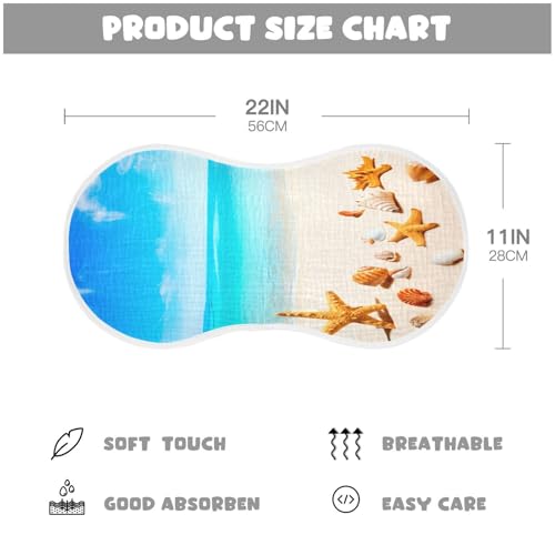 J JOYSAY Starfish Beach Sand Beige Baby Burp Cloths for Boys Girls Large 22''x11'' Cotton 4 Layer Burp Cloths for Girl Spit Up one sizex22