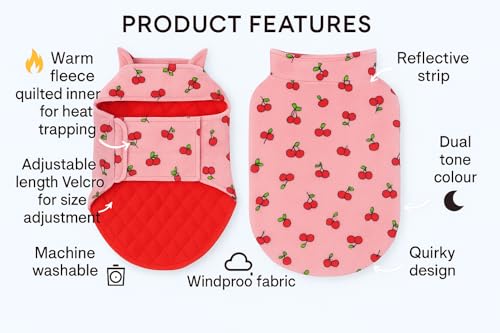 Image of The Pets Company Dog Winter Coat Jacket, Clothes, Windproof, Reversible, Light Weight, Washable, Ultra Warm Thick Fleece Lined Dog Vest for Cold Weather Protection, (Pink Cherry, Large - 24 Inch)