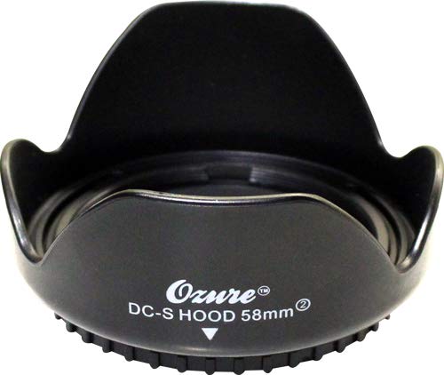 Ozure DC-S Lens Hood (58mm) Compatible with Canon Eos 55-250mm 18-55mm Ef Lens – Will Fit to 58mm Camera Lenses – Compatible with All Major Brand Camera Lenses Having 58mm Filter Thread
