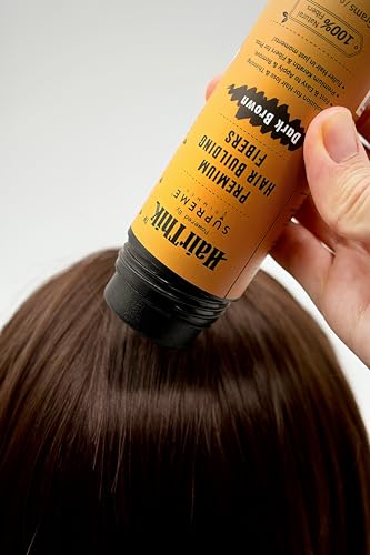 Supreme Trimmer Hair Fibers 9-in-1 Kit | 25G Keratin Fibers, Pump Nozzle, Hairline Cards, S&L Shaker, Brush, Wipes, Mirror, Hold Spray | Conceal/Thicken Thinning Hair in Men & Women | Dark Brown