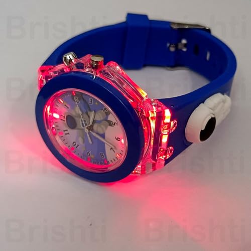 Image of Brishti 3D Cartoon Character Multicolored Glowing Digital Light and Girl's Analogue Wrist Watch | Unique 3D Cute Cartoon Character on Strap | Soft Silicone Strap | Suitable for Age 3-12 Year Kids