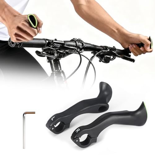 FRYQ Bike Bar Ends, 1 Pair Ergonomic Non-Slip MTB Mountain Bike Handlebar Ends Bicycle Handlebar Extender, Fit for 21.8-22.8mm Handlebar (Black)