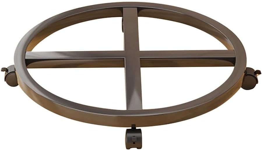 YCKEGEW Garden Plant Pot Dolly Heavy Duty Metal Plant Caddy with Brake Castors,Iron Potted Rack on Roller,Flower Pot Movers Wheels Suitable for Outdoor Patios, Decks(Black,Round 30cm)