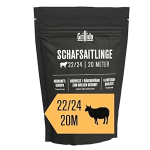 Grillido Schapensnaar, kaliber 22/24, 20 meter, van METZGER MANUFACTUUR uit Duitsland, kwaliteitsklasse 1A, geschikt voor roken