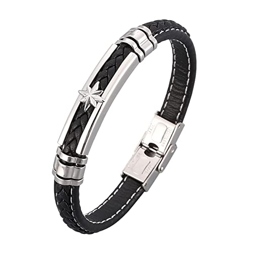 Men's Bracelet for Men 2 Layers Charm Bracelets Wrist Chain Stainless Steel with Magnetic Clasp