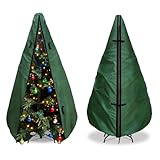 Hadisi Upright Christmas Tree Storage Bag 7.5Ft,Christmas Tree Covers for Upright Storage for 7 Ft /7.5 Ft Artificial Christmas Trees with Ornaments,Equipped with Patented Support Rod Technology-Green
