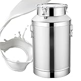 Adima Milcheimer Aus Edelstahl 304 Milch Transportkanne Mit DREI Verschlussclips Und Silikondichtung...