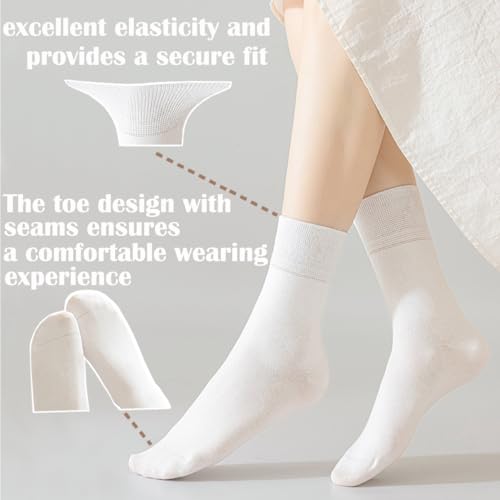 Image of Womens Crew Socks Comfortable Stylish Cotton Soft 5 Pairs Lightweight Thin Casual 5-9 US