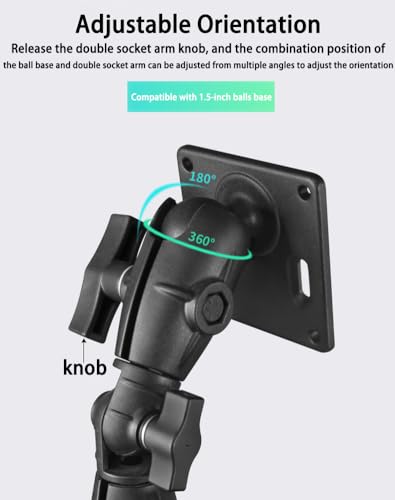 Image of Strg 1.5 inch Ball Double Socket Arm, 8.1 inch Length Double Socket Swivel Arm Powerful Clamp Compatible with RAM Mount 1.5 Inches /C Size / 38mm Ball Mounts