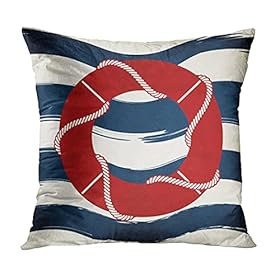 rouihot Set of 4 Throw Pillow Cover 18x18 Inch Red Navy Coastal Nautical Theme Home Decor Pillowcase Square Cushion… 41bK0gMKcPS. SS280