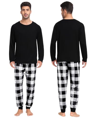 SWOMOG Christmas Matching Couple Pajamas Sets Family Xmas Jammies Casual Long-Sleeve Sleepwear Sets Festival PJ Set3