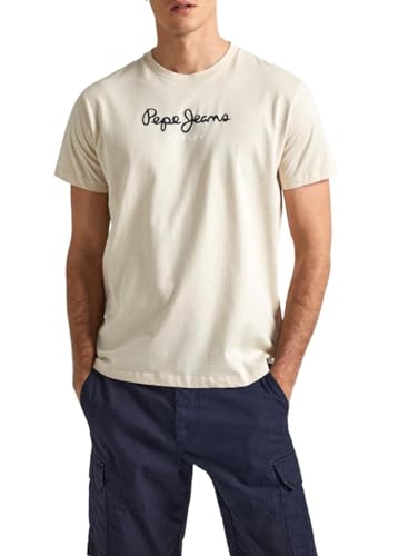 Pepe Jeans Herren Eggo N T-Shirt, Beige (Base Beige), S – Ansicht 1