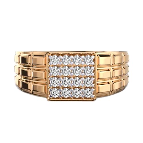 Chevalière en argent 925 plaqué or avec moissanite bague ronde homme